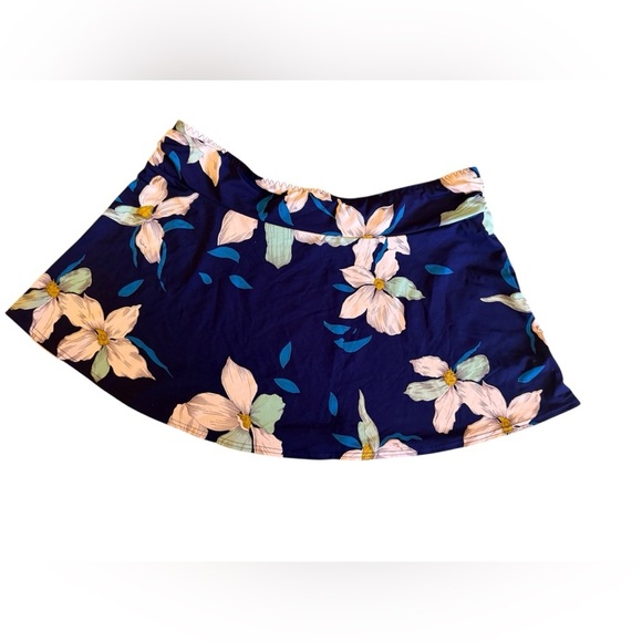 Lands End Tropical Print Swim Skirt End swim skirt, featuring a navy blue - Picture 3 of 10